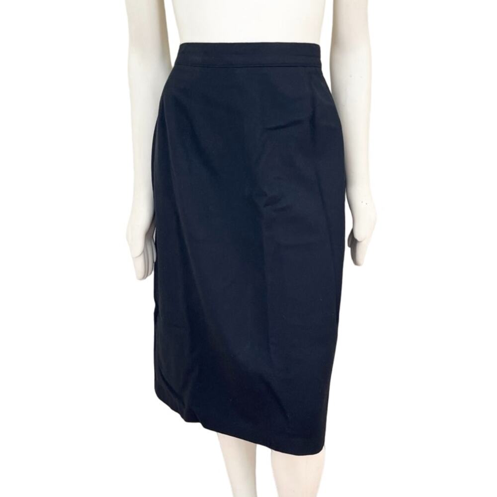 VTG SAG HARBOR 100% Wool Straight Fit Classic Black Midi Skirt SZ 12